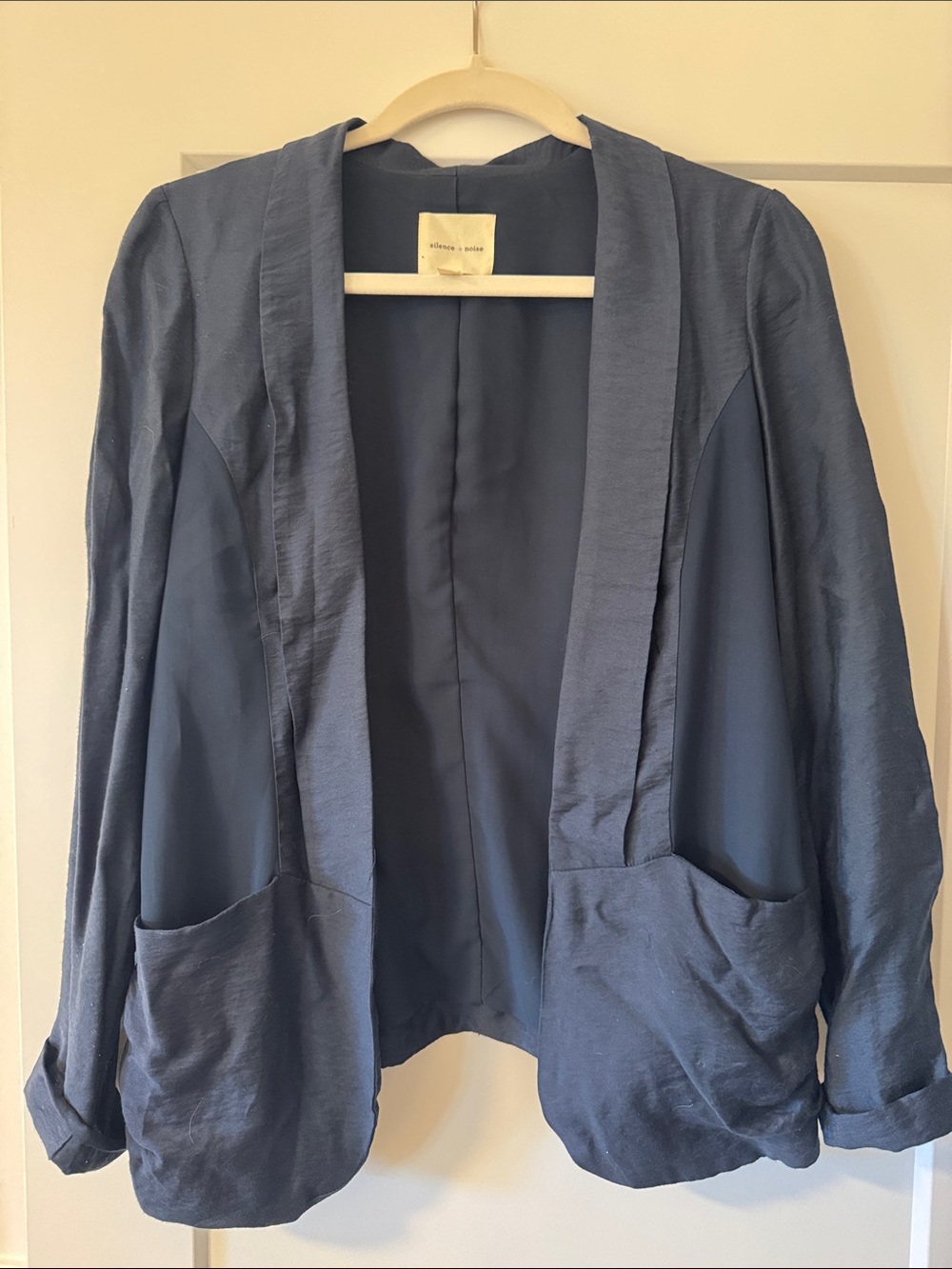 silence + noise Navy Open-Front Draped Blazer
